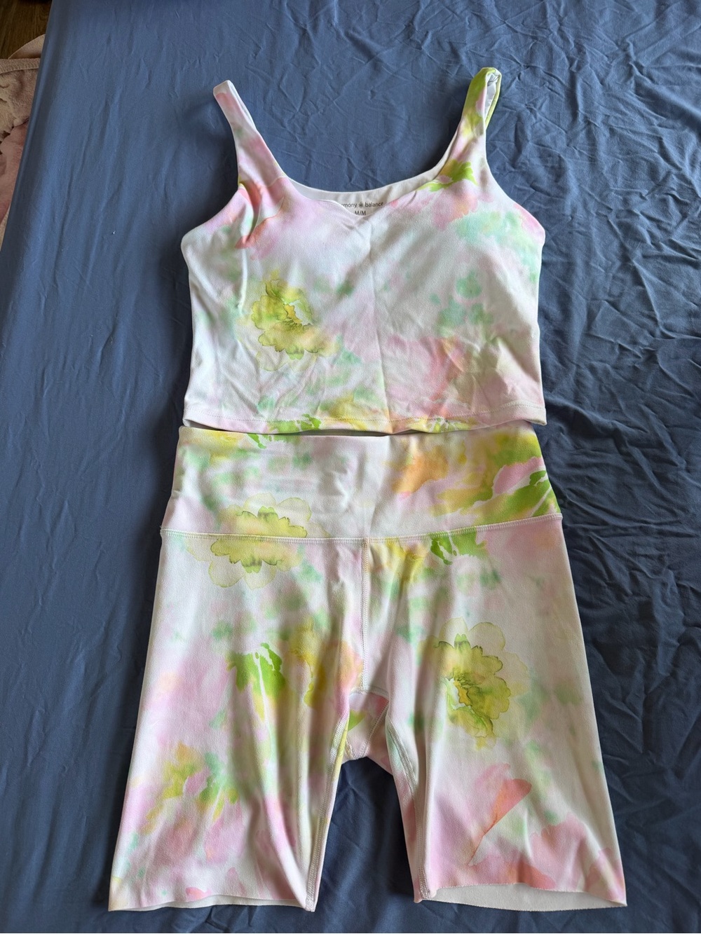 Pastel Floral Two-Piece Yoga Set